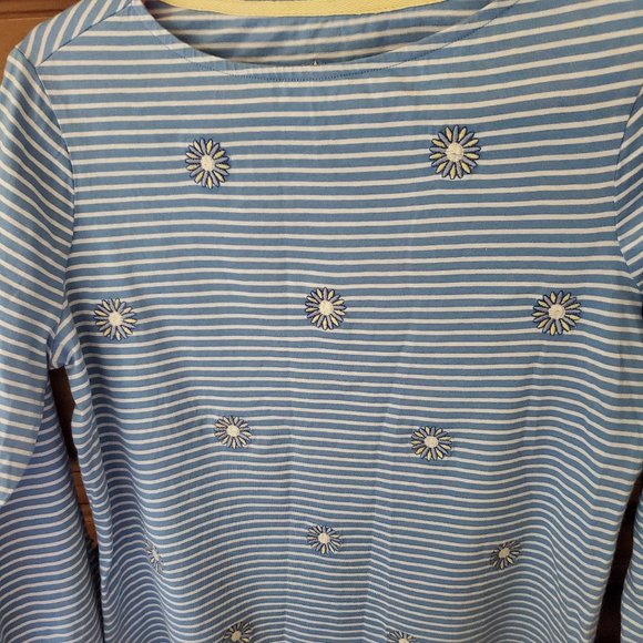 Appleseed's Tops - APPLESEED'S STRIPED TOP WITH EMBROIDERED DAISIES